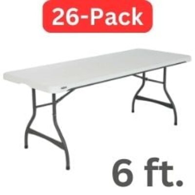 6 ft. Commercial Nesting Lifetime Plastic Table 26-Pack 880272 (White Granite)